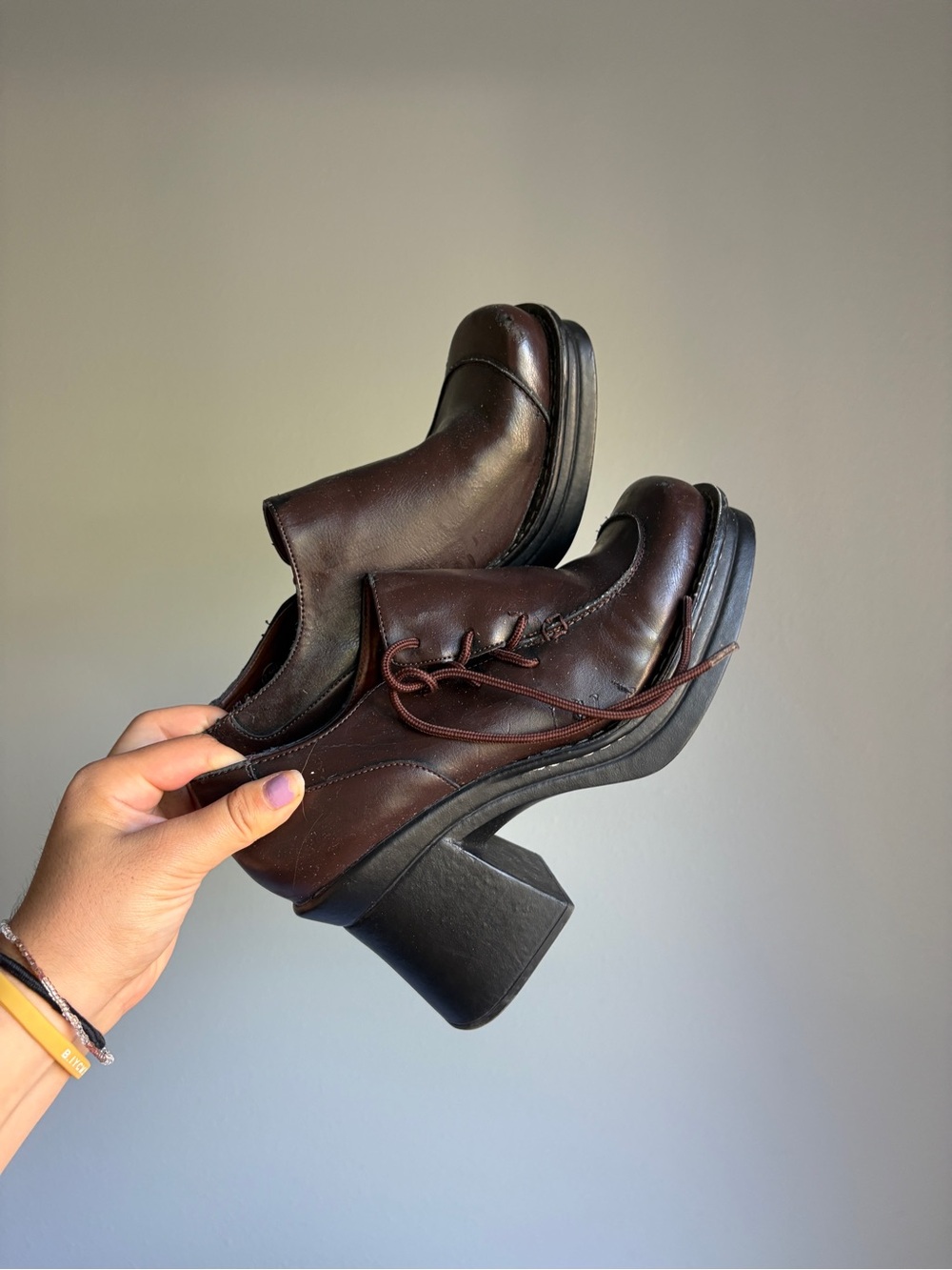 Vintage Bakers chunky Brown leather platform oxfords 8.5M